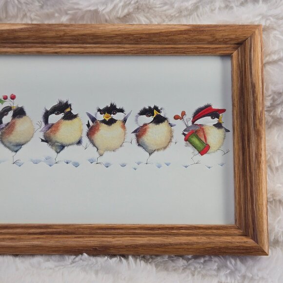 V. Pfeiffer “Festive Flock" – Whimsical Holiday Chickadee Framed Art Print - Picture 3 of 5